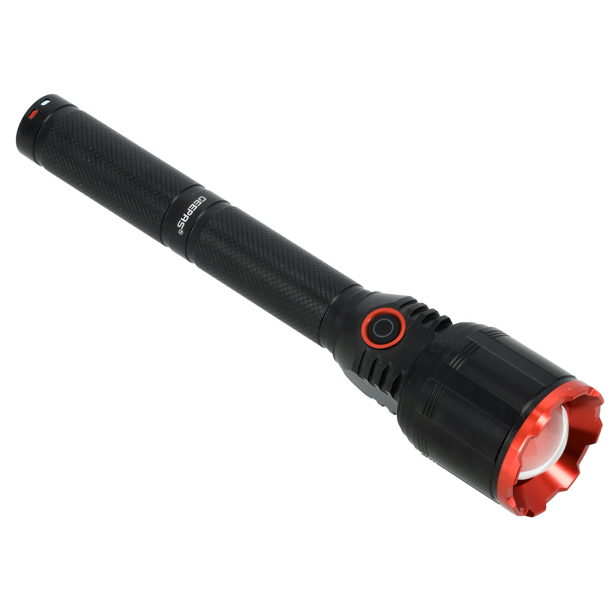 Geepas GFL51050 Rechargeable LED Flashlight | 15W XHP50 High Power Torch| 1300 Lumens Output| Long-Lasting Li-ion Battery| Micro USB Charging & Multiple Light Modes