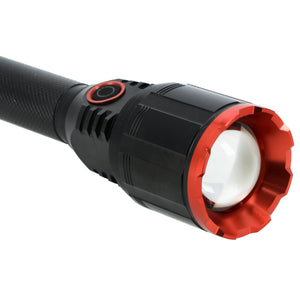 Geepas GFL51050 Rechargeable LED Flashlight | 15W XHP50 High Power Torch| 1300 Lumens Output| Long-Lasting Li-ion Battery| Micro USB Charging & Multiple Light Modes