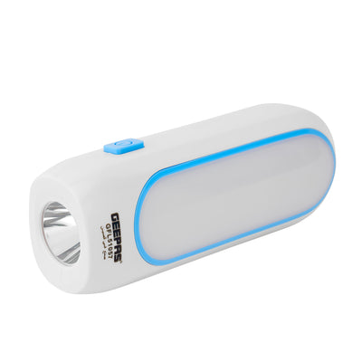 Geepas GFL51057 Rechargeable LED Flashlight | 2-in-1 Emergency Torch Design | 3.5 Hours Working| Side Light| Long-Lasting 4V Battery & Reliable Home Lighting Solution