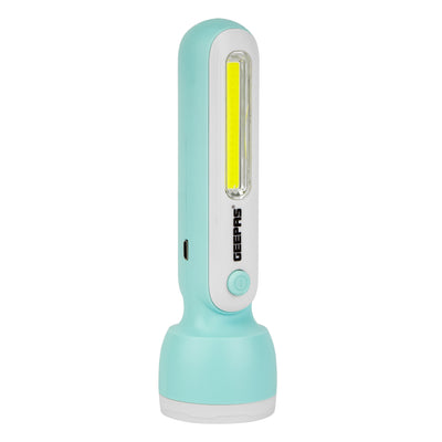 Geepas GFL51060 Rechargeable LED Torch |COB Side Light |  3.7V 800mAh Lithium Battery | Energy Efficient Design & Compact Emergency Flashlight  | 3 Hours working