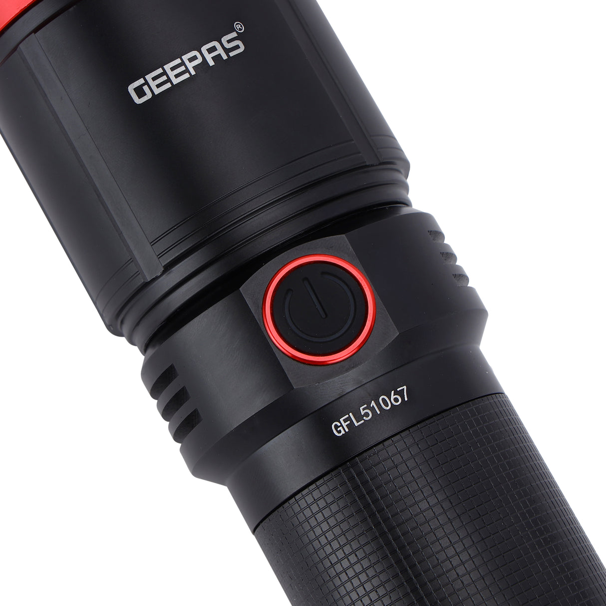 Geepas GFL51067 Rechargeable LED Flashlight |3000 Lumens |25W Power Bank Torch | 10000mAh rechargeable Li-ion battery |6063 aluminium alloy body |USB Type-C fast charging