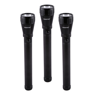 Geepas GFL51076 Rechargeable 7W T6 LED Flashlight Combo | 3PCS Aluminium Torch | Long Beam Range | Aircraft-Grade Aluminium Construction | Up to 3 Hours Runtime