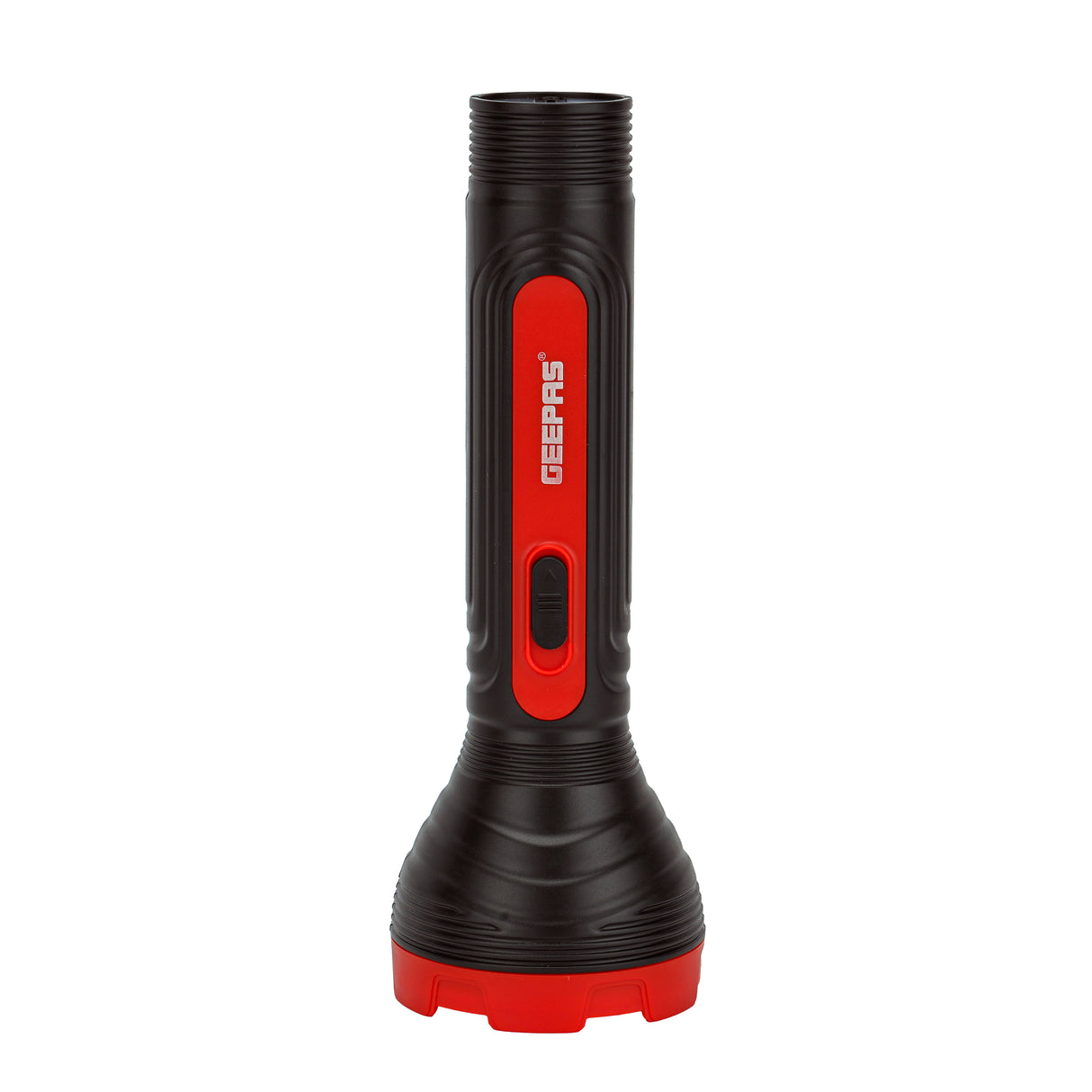Geepas Rechargeable LED Torch GFL51090 | Big LED Chip with Aluminum Reflective Cup, Ripple Pattern Shell, 5H Backup, Lead-Acid Battery, Compact Design,  2-Year Warranty