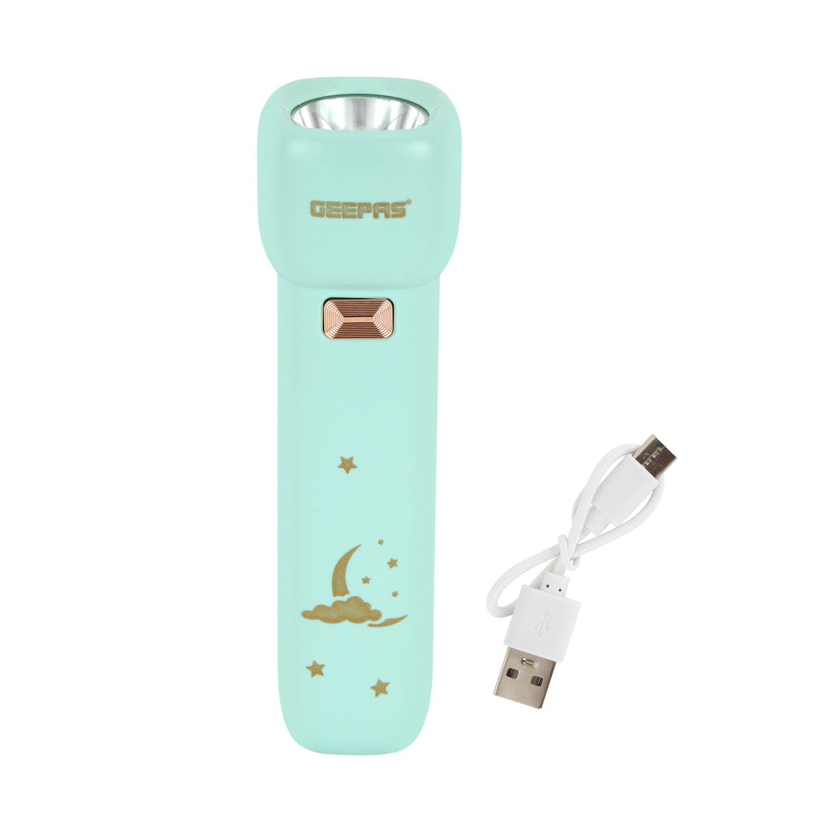 Geepas GFL51092  Rechargeable LED Flashlight | Type-C Charging | 1500mAh Lithium Battery | 1W High Brightness LED | Up to 17 Hours Working Time | For Emergency Torch Uses