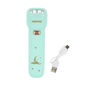 Geepas GFL51092  Rechargeable LED Flashlight | Type-C Charging | 1500mAh Lithium Battery | 1W High Brightness LED | Up to 17 Hours Working Time | For Emergency Torch Uses