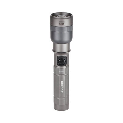 Geepas Zoomable LED Flashlight- GFL51095Z/ 20W, Perfect for Indoor and Outdoor Use, 10 Hours Continuous Working/Lithium Battery, 1500 Lumens/ Black, Lifetime Warranty