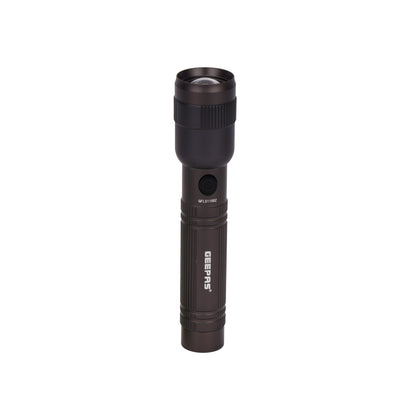 Geepas GFL51100Z 15W Zoomable Rechargeable LED Flashlight | 2000mAh Lithium Battery| 1000 Lumens Brightness & Type-C Charging | Suitable for Outdoor & Emergency Use