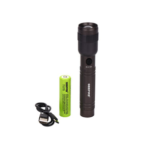 Geepas GFL51100Z 15W Zoomable Rechargeable LED Flashlight | 2000mAh Lithium Battery| 1000 Lumens Brightness & Type-C Charging | Suitable for Outdoor & Emergency Use