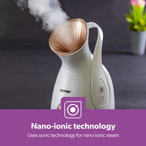 Geepas GFS63041 Facial Steamer | 280W Nano-Iconic Facial Steaming Device | 100ml Water Tank| One-Touch Operation| Rapid Mist in 50 Sec & Auto Shut-Off| 2 Years Warranty