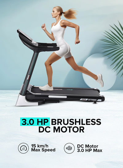 Geepas Foldable Hydraulic Treadmill- GFT90001/ with 12 Modes, 15 Levels Auto Incline, Perfect for Home Workouts, Gym Training, Weight Loss/ Black