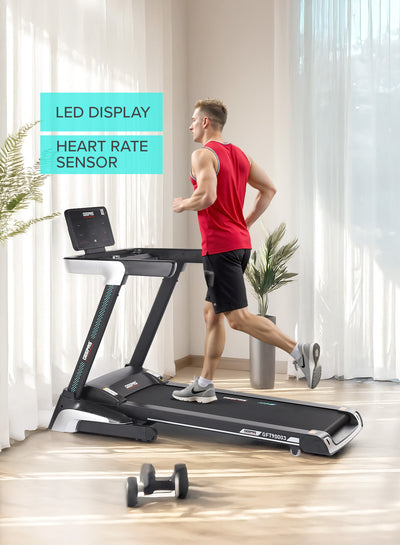 Geepas Foldable Hydraulic Treadmill- GFT90003/ with 12 Modes, 15 Levels Auto Incline, Spacious and Easy/ Perfect for Home Workouts, Gym Training, Weight Loss/ Black