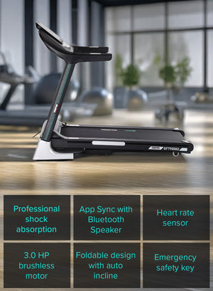 Geepas Foldable Hydraulic Treadmill- GFT90003/ with 12 Modes, 15 Levels Auto Incline, Spacious and Easy/ Perfect for Home Workouts, Gym Training, Weight Loss/ Black