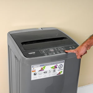 Geepas GFWM6800LCQ Fully Automatic Washing Machine | 6Kg Capacity| Big Pulsator| LED Display| Air Dry Function| Fuzzy Logic| Low Noise Operation | 2-Year Motor Warranty