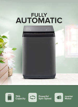 Geepas GFWM7800LCQ Fully Automatic Top Load Washing Machine 7KG - Stainless Steel Inner Basket - IMD Controls | Auto Off Memory Power with Auto Balancing |1 Year warranty