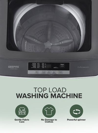 Geepas GFWM7800LCQ Fully Automatic Top Load Washing Machine 7KG - Stainless Steel Inner Basket - IMD Controls | Auto Off Memory Power with Auto Balancing |1 Year warranty