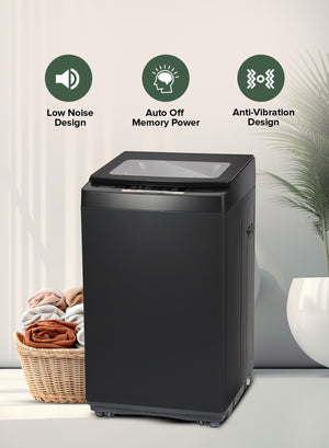Geepas GFWM7800LCQ Fully Automatic Top Load Washing Machine 7KG - Stainless Steel Inner Basket - IMD Controls | Auto Off Memory Power with Auto Balancing |1 Year warranty