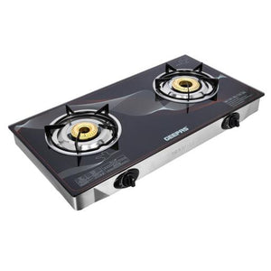 Geepas GGC31027 Gas Cooker | 2 High-Efficiency Brass Burners with Tempered Glass Top| Automatic Ignition| Strong & Durable Design| Easy to Clean| 2 Years Warranty
