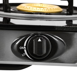 Geepas GGC31027 Gas Cooker | 2 High-Efficiency Brass Burners with Tempered Glass Top| Automatic Ignition| Strong & Durable Design| Easy to Clean| 2 Years Warranty