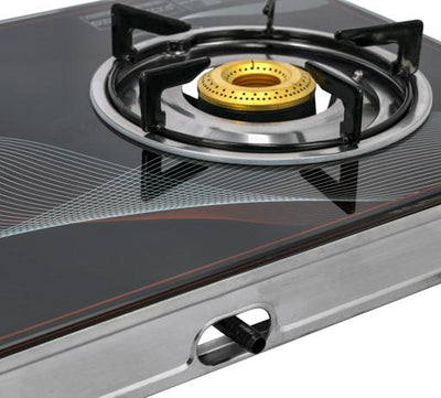 Geepas GGC31027 Gas Cooker | 2 High-Efficiency Brass Burners with Tempered Glass Top| Automatic Ignition| Strong & Durable Design| Easy to Clean| 2 Years Warranty