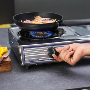 Geepas GGC31031 Stainless Steel Gas Cooker | 2 Powerful Cast Iron Burners with Auto Ignition | Strong & Durable Stainless Steel Body | Easy to Clean |2 Years Warranty