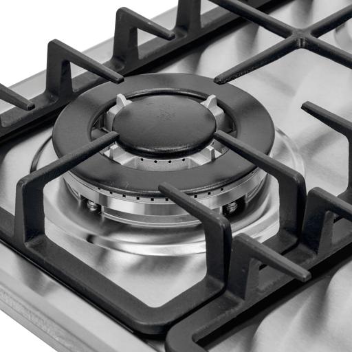Geepas GGC31035 Stainless Steel Built-In Gas Hob | Italian Design Burners with Auto Ignition | Cast Iron Pan Support | Strong Stainless Steel Body | 2 Years Warranty