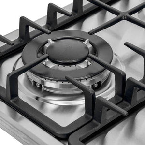 Geepas GGC31035 Stainless Steel Built-In Gas Hob | Italian Design Burners with Auto Ignition | Cast Iron Pan Support | Strong Stainless Steel Body | 2 Years Warranty