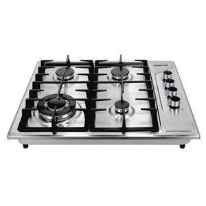Geepas GGC31035 Stainless Steel Built-In Gas Hob | Italian Design Burners with Auto Ignition | Cast Iron Pan Support | Strong Stainless Steel Body | 2 Years Warranty
