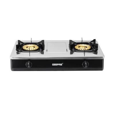 Geepas GGC31040 Stainless Steel Gas Cooker | Heavy Duty Brass Burners | Automatic Ignition System | Low Gas Consumption & Durable Pan Support for Modern Kitchens