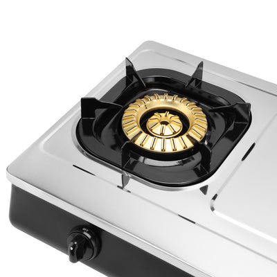 Geepas GGC31040 Stainless Steel Gas Cooker | Heavy Duty Brass Burners | Automatic Ignition System | Low Gas Consumption & Durable Pan Support for Modern Kitchens