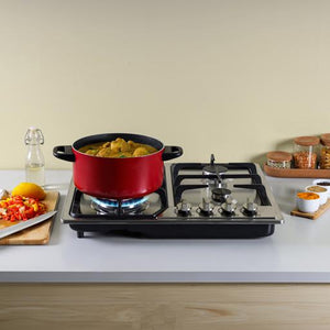 Geepas GGC31051FFD Built-in Stainless Steel Gas Hob | 4 High-Performance Burners | Auto Ignition System | Flame Failure Safety  | Durable Design | 2 Years Warranty