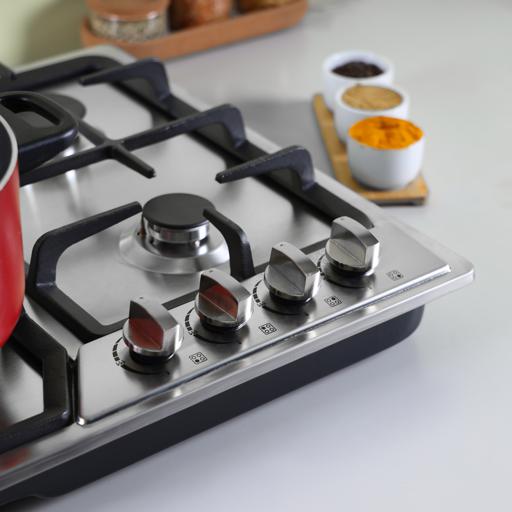 Geepas GGC31051FFD Built-in Stainless Steel Gas Hob | 4 High-Performance Burners | Auto Ignition System | Flame Failure Safety  | Durable Design | 2 Years Warranty