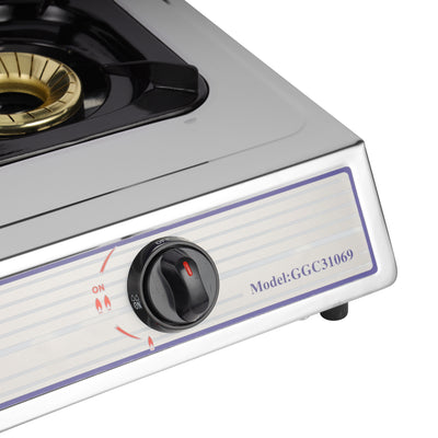 Geepas GGC31069 Stainless Steel Gas Cooker | Heavy Duty Cast Iron Burners| Automatic Ignition System| Polished Durable Frame & Gas Saving Design for Efficient  Cooking