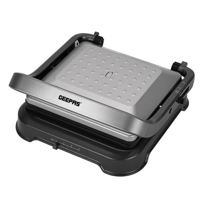Geepas GGM36539 Grill Maker | 2000W | Stainless Steel Electric Grill with Adjustable Temperature Control| Non-Stick Plates| Drip Tray| Quick Heating| 2 Years Warranty