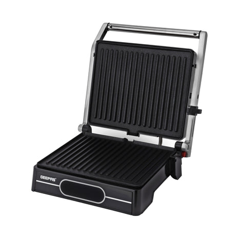 Geepas 2000 W 4-Slice Grill Maker- GGM36557/Non-Stick Plates for Easy Release /Digital Control Temperature with 9 Levels Manual Adjustable Height/Black, 2 Years Warranty