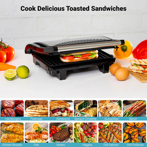 Geepas GGM5394 Stainless Steel Grill Maker | 1600W Powerful Grill with Adjustable Temperature Control | Non-Stick Plates| Easy to Clean| Durable Build| 2 Years Warranty
