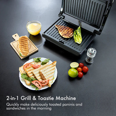 Geepas GGM5394 Stainless Steel Grill Maker | 1600W Powerful Grill with Adjustable Temperature Control | Non-Stick Plates| Easy to Clean| Durable Build| 2 Years Warranty