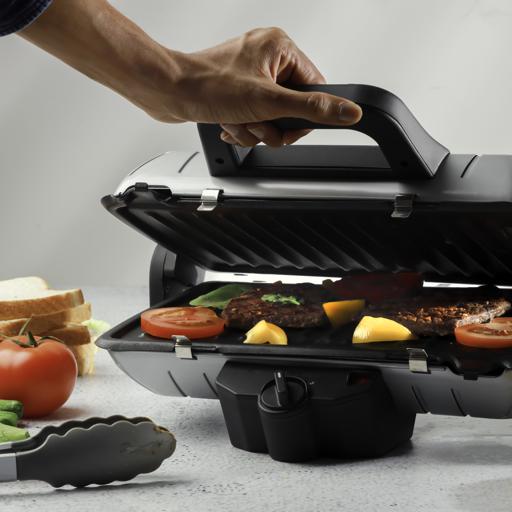 Geepas Multifunction Grill Maker GGM5458 |Powerful Electric Grill with Non-Stick Plates| Adjustable Thermostat Control| Cool-Touch Handle| Easy Cleaning| 2 Years Warranty