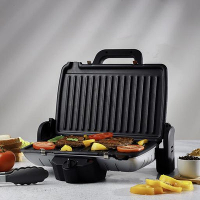 Geepas Multifunction Grill Maker GGM5458 |Powerful Electric Grill with Non-Stick Plates| Adjustable Thermostat Control| Cool-Touch Handle| Easy Cleaning| 2 Years Warranty