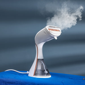 Geepas Handheld Garment Steamer GGS25035 | 1500W, Heats in 35s, 3 Modes with Turbo, 250ml Tank | Safe for All Fabrics & Delicates | White & Pink, 2-Year Warranty