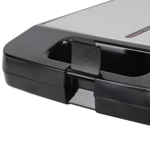 Geepas 4-Slice Stainless Steel Grill Maker GGT671 | Family Size Electric Grill with Non-Stick Plates| Adjustable Temperature| Easy Cleaning| Durable |2 Years Warranty