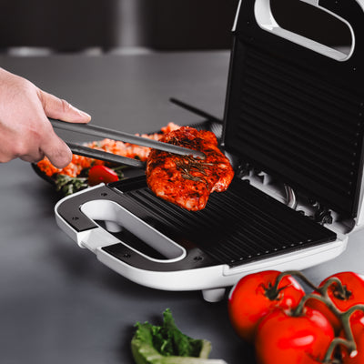 Geepas GGT686 Grill Maker | 750W Compact Electric Sandwich & Snack Maker with Non-Stick Cooking Plates| Power & Ready Indicator Lights| Easy to Clean| 2 Years Warranty