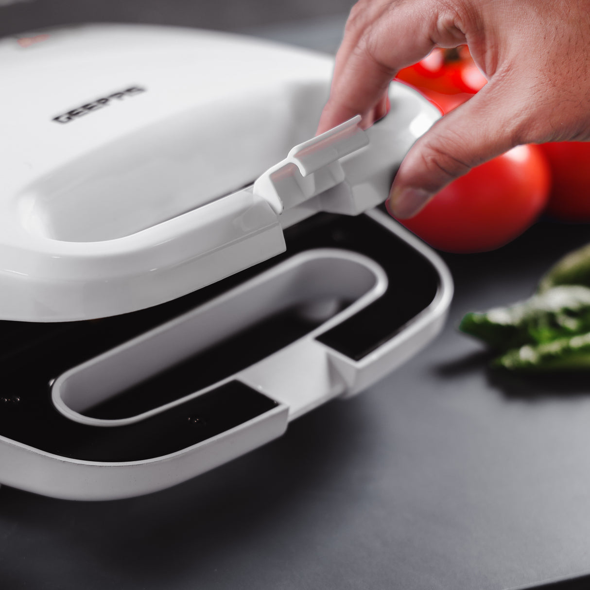 Geepas GGT686 Grill Maker | 750W Compact Electric Sandwich & Snack Maker with Non-Stick Cooking Plates| Power & Ready Indicator Lights| Easy to Clean| 2 Years Warranty