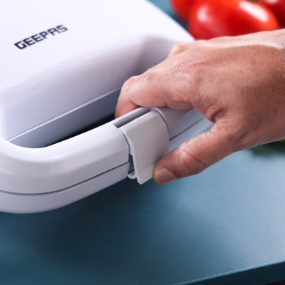 Geepas GGT686 Grill Maker | 750W Compact Electric Sandwich & Snack Maker with Non-Stick Cooking Plates| Power & Ready Indicator Lights| Easy to Clean| 2 Years Warranty