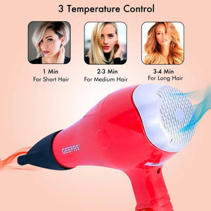Geepas GH8078 Hair Dryer|1500W Powerful DC Motor| 3 Heat & 2 Speed Settings| Cool Shot Function| Overheat Protection| Detachable Filter| Long-Life Motor| 2 Years Warranty