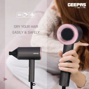 Geepas Hair Dryer, 1800W Cool Shot Function Dryer, GH86061 |  Portable Elegant Hair Dryer for Frizz Free Styling | Durable and Lightweight | 2 Speed and 2 Heat Settings