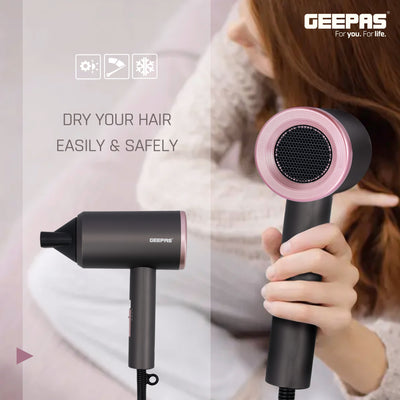 Geepas Hair Dryer, 1800W Cool Shot Function Dryer, GH86061 |  Portable Elegant Hair Dryer for Frizz Free Styling | Durable and Lightweight | 2 Speed and 2 Heat Settings