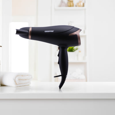 Geepas GH8643 2200W Powerful Hair Dryer - 2-Speed & 3 Temperature Settings | Cool Shot Function For Frizz Free Shine  Detachable Cap- 2 Years Warranty