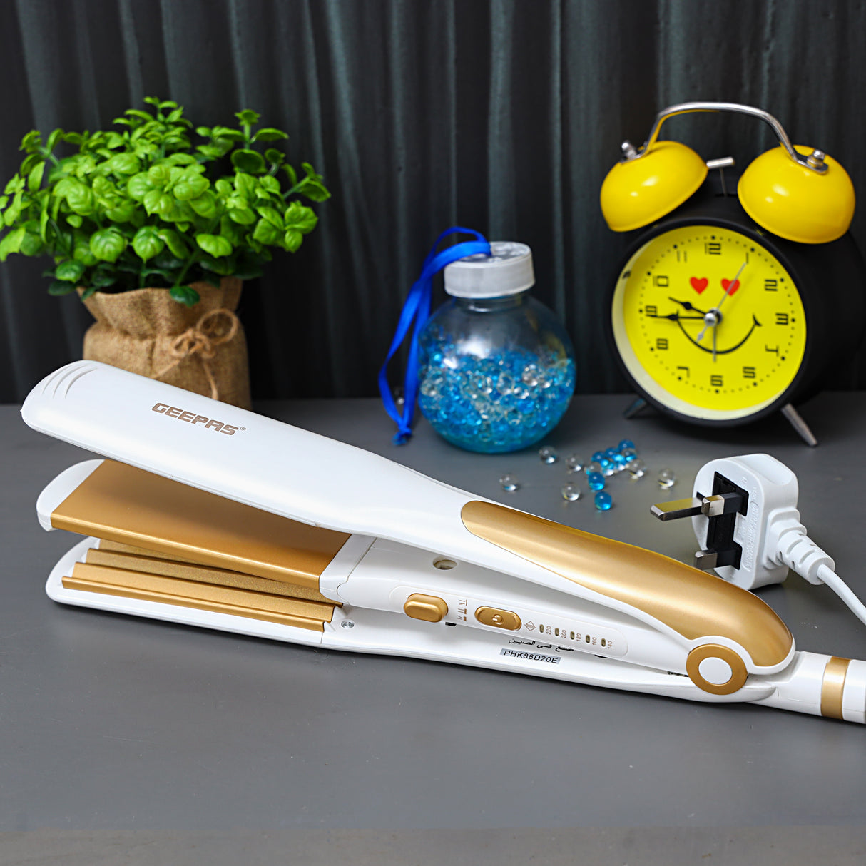 Geepas GH8688 2-in-1 Ceramic Hair Straightener | Straight & Wave Function| Adjustable Temperature Control| 360° Swivel Cord| Dual Function Styling Tool| 2 Years Warranty