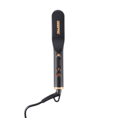Geepas GHBS86066 Hair Straightening Brush | Beard & Hair Styler with LED Indicator| 360° Swivel Cord| Adjustable Temperature 120–200°C| Hang Loop | 2-Year Warranty