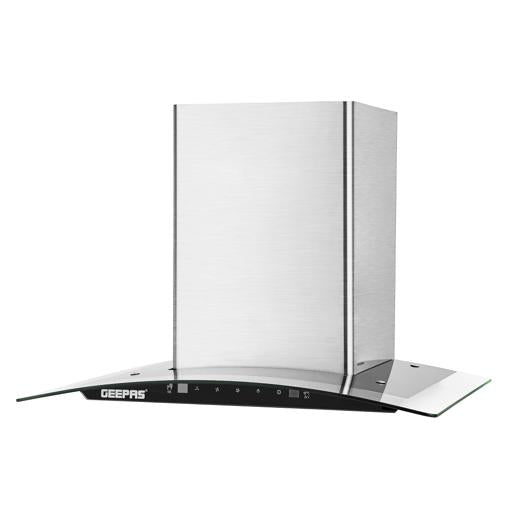 Geepas Glass Hood GHD601GB | 750 m³/hr Suction | Gesture & 3-Speed Touch Control | Baffle + Charcoal Filter | LED Lights | Stylish Glass Finish | 230W | 1 Year Warranty